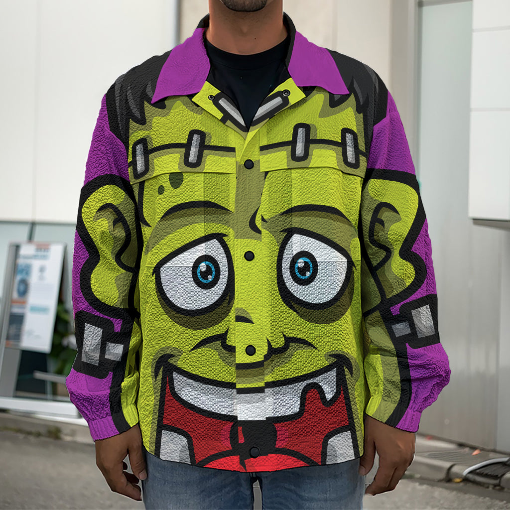 Cartoon Frankenstein Print Men's Shirt Jacket