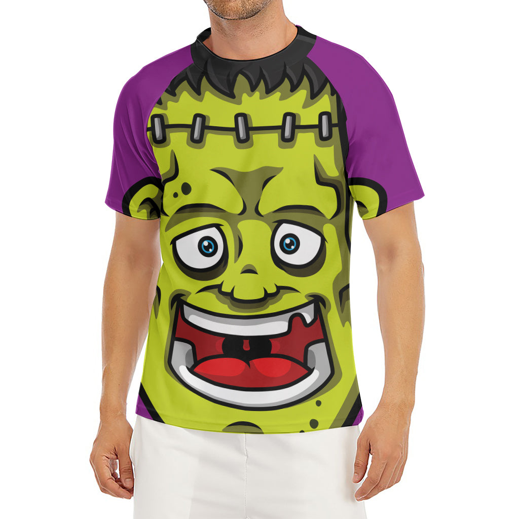 Cartoon Frankenstein Print Men's Short Sleeve Rash Guard