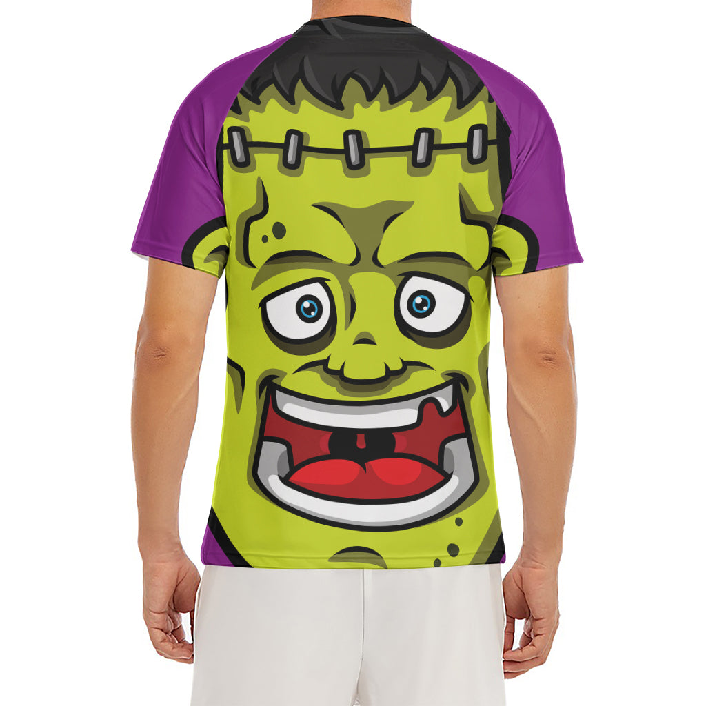 Cartoon Frankenstein Print Men's Short Sleeve Rash Guard