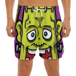 Cartoon Frankenstein Print Men's Split Running Shorts