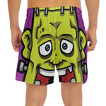 Cartoon Frankenstein Print Men's Split Running Shorts