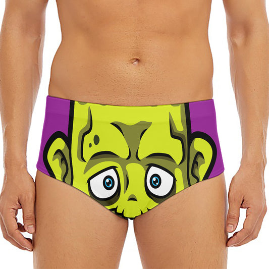 Cartoon Frankenstein Print Men's Triangle Swim Briefs