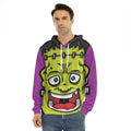 Cartoon Frankenstein Print Men's Velvet Pullover Hoodie