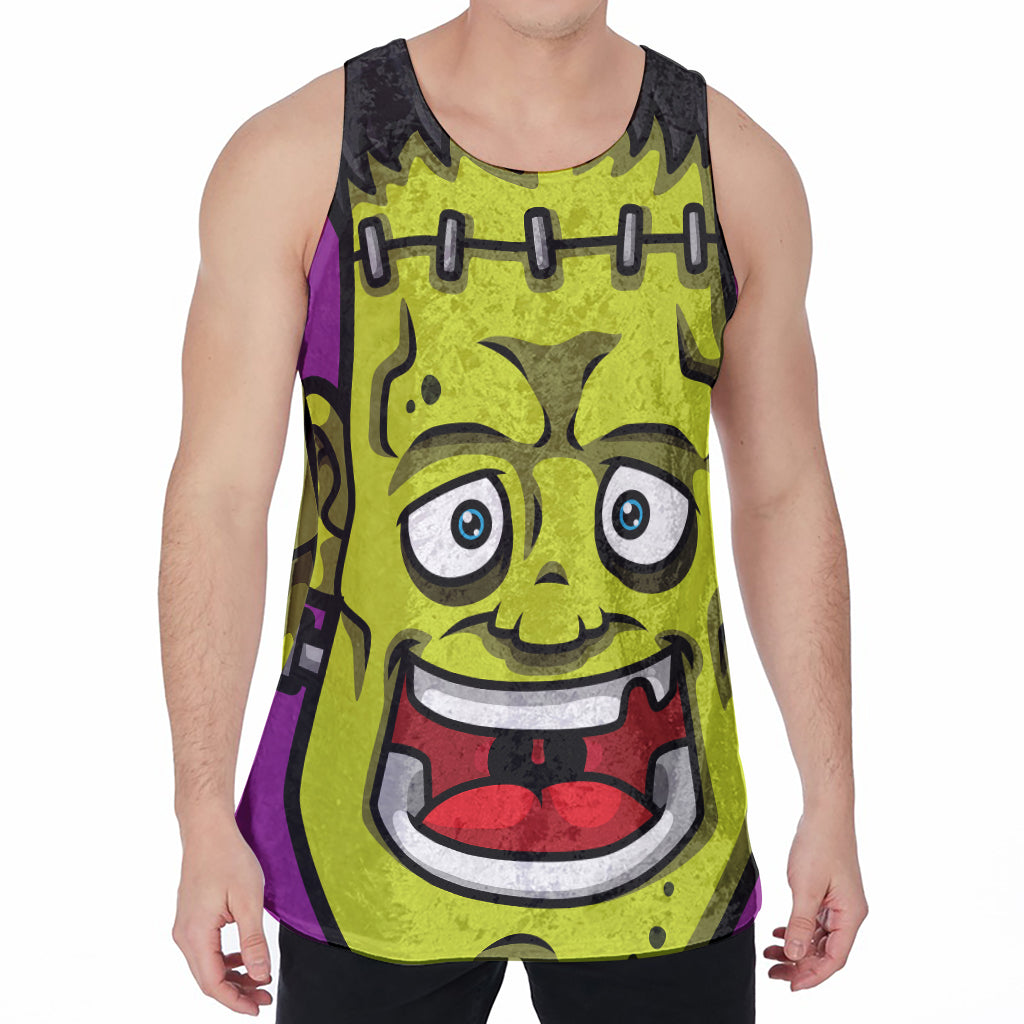 Cartoon Frankenstein Print Men's Velvet Tank Top