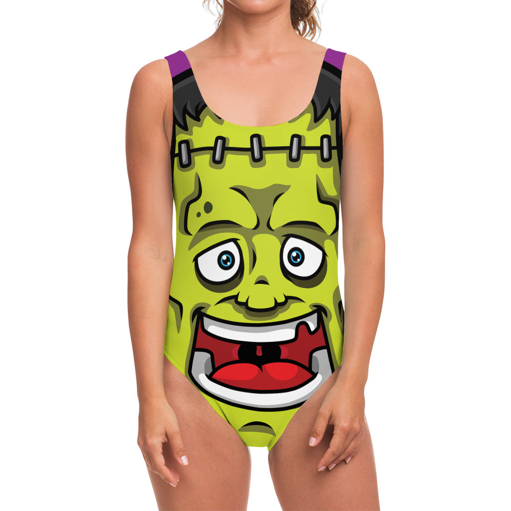 Cartoon Frankenstein Print One Piece Swimsuit