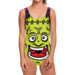 Cartoon Frankenstein Print One Piece Swimsuit