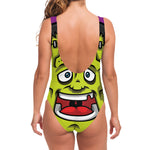 Cartoon Frankenstein Print One Piece Swimsuit