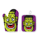Cartoon Frankenstein Print Oven Mitt And Pot Holder Set