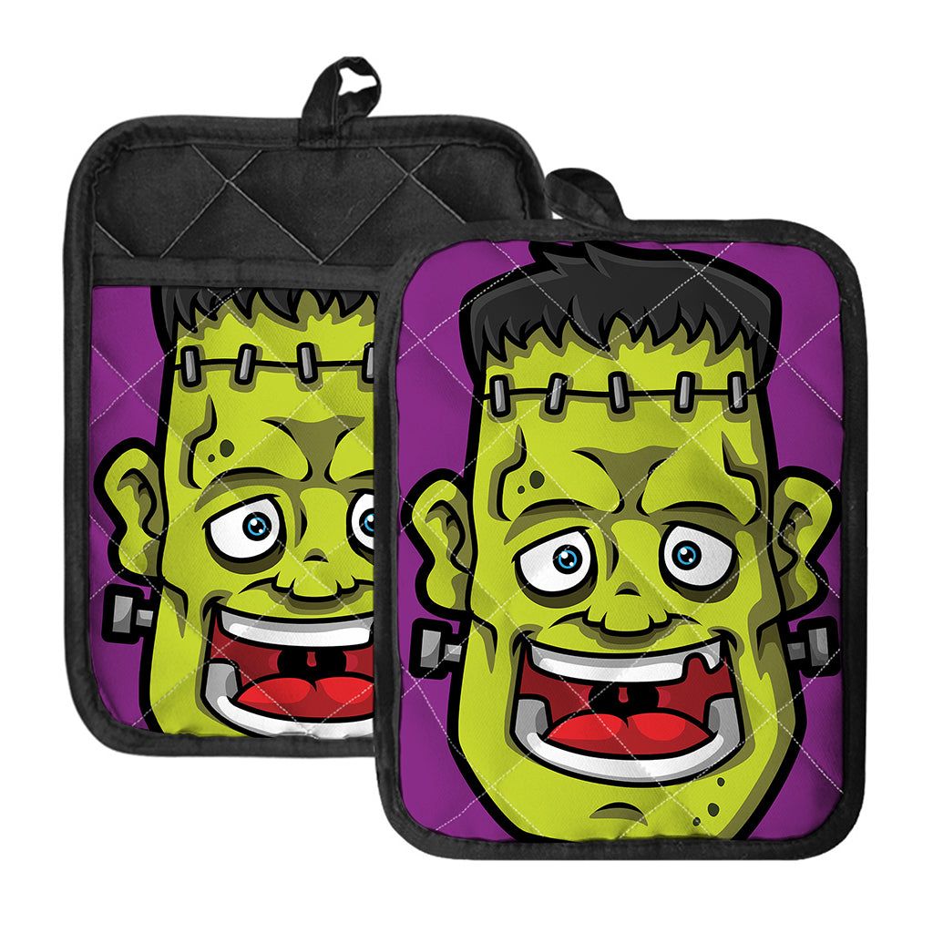 Cartoon Frankenstein Print Pot Holders With Pocket