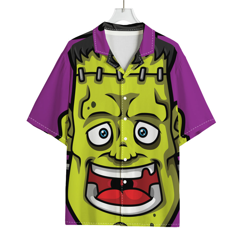 Cartoon Frankenstein Print Rayon Hawaiian Shirt