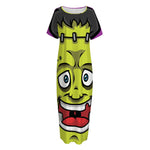 Cartoon Frankenstein Print Short Sleeve Long Nightdress