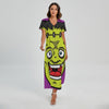 Cartoon Frankenstein Print Short Sleeve Maxi Dress