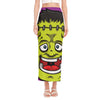 Cartoon Frankenstein Print Side Slit Maxi Skirt