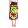 Cartoon Frankenstein Print Side Slit Midi Skirt