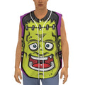 Cartoon Frankenstein Print Sleeveless Baseball Jersey