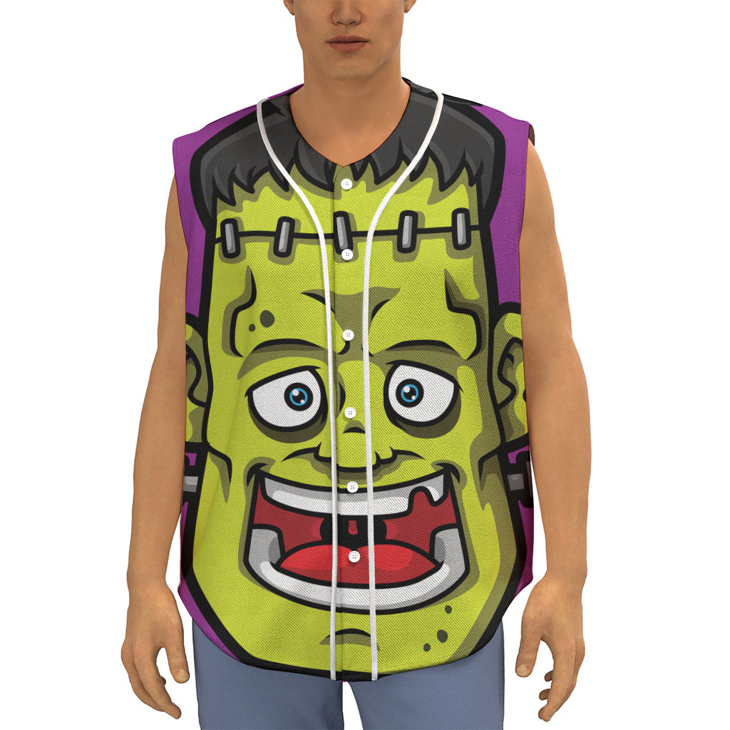 Cartoon Frankenstein Print Sleeveless Baseball Jersey