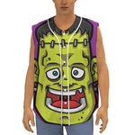 Cartoon Frankenstein Print Sleeveless Baseball Jersey