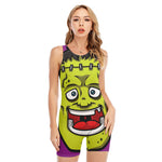 Cartoon Frankenstein Print Sleeveless One Piece Swimsuit