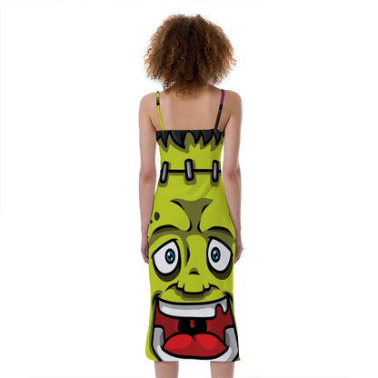 Cartoon Frankenstein Print Slim Fit Midi Cami Dress