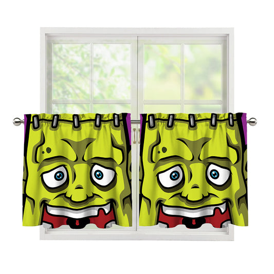 Cartoon Frankenstein Print Tier Curtains