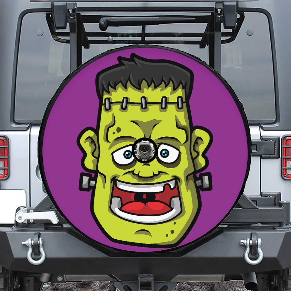 Cartoon Frankenstein Print Tire Cover With Camera Hole