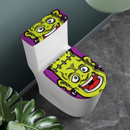 Cartoon Frankenstein Print Toilet Lid And Tank Cover Set