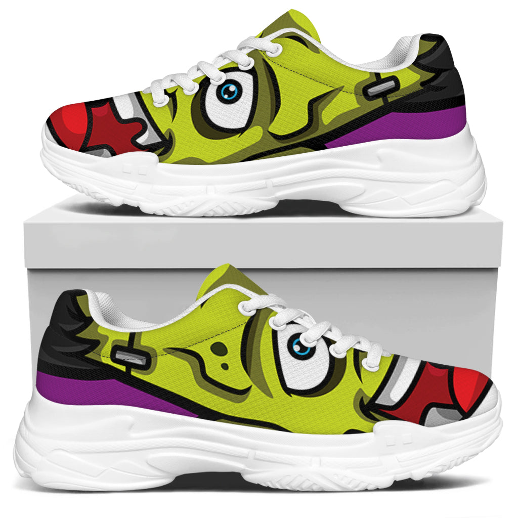 Cartoon Frankenstein Print White Chunky Shoes