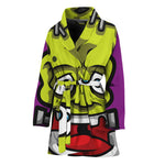 Cartoon Frankenstein Print Women's Bathrobe