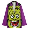 Cartoon Frankenstein Print Women's Blazer