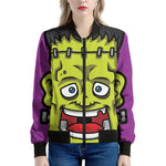 Cartoon Frankenstein Print Women's Bomber Jacket