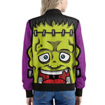 Cartoon Frankenstein Print Women's Bomber Jacket