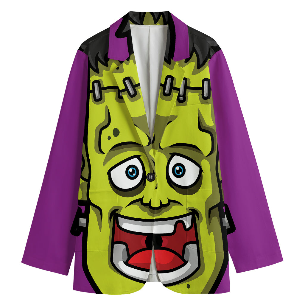 Cartoon Frankenstein Print Women's Cotton Blazer