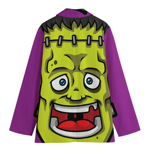 Cartoon Frankenstein Print Women's Cotton Blazer