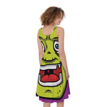 Cartoon Frankenstein Print Women's Sleeveless Dress