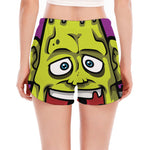Cartoon Frankenstein Print Women's Split Running Shorts