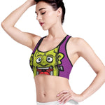 Cartoon Frankenstein Print Women's Sports Bra
