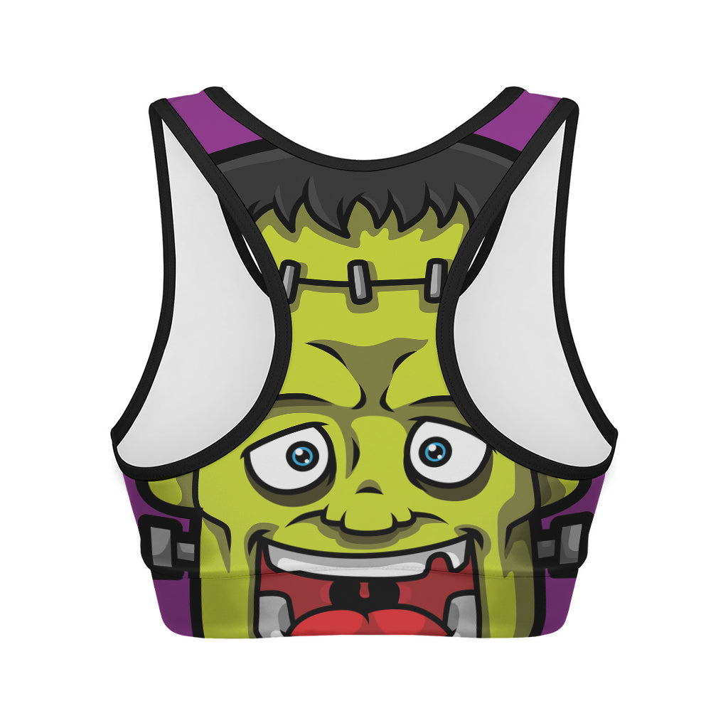Cartoon Frankenstein Print Women's Sports Bra