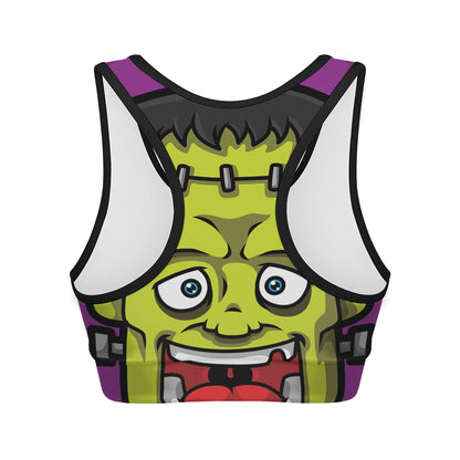 Cartoon Frankenstein Print Women's Sports Bra