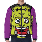 Cartoon Frankenstein Print Zip Sleeve Bomber Jacket