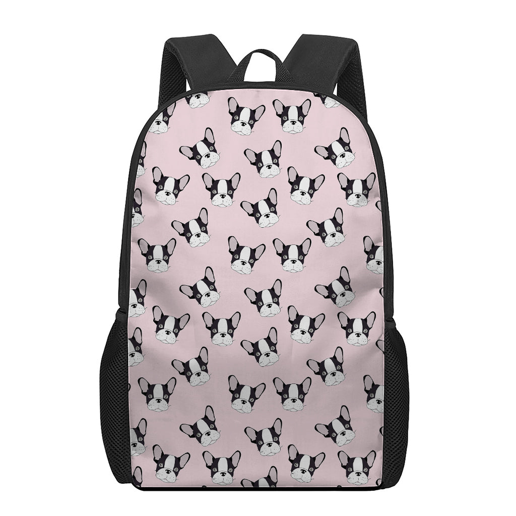 Cartoon French Bulldog Pattern Print 17 Inch Backpack