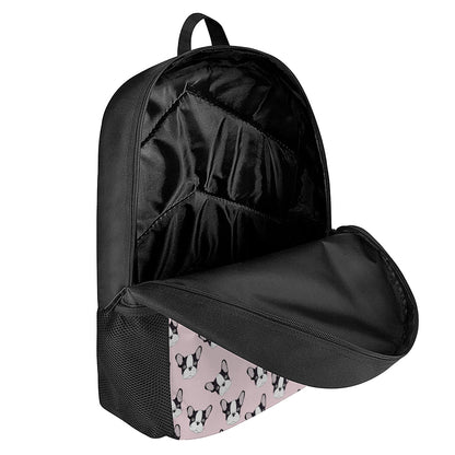 Cartoon French Bulldog Pattern Print 17 Inch Backpack