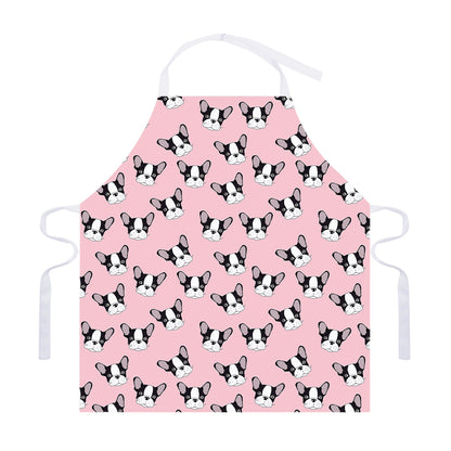 Cartoon French Bulldog Pattern Print Adjustable Apron