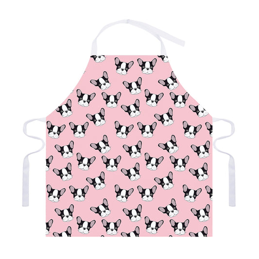 Cartoon French Bulldog Pattern Print Adjustable Apron