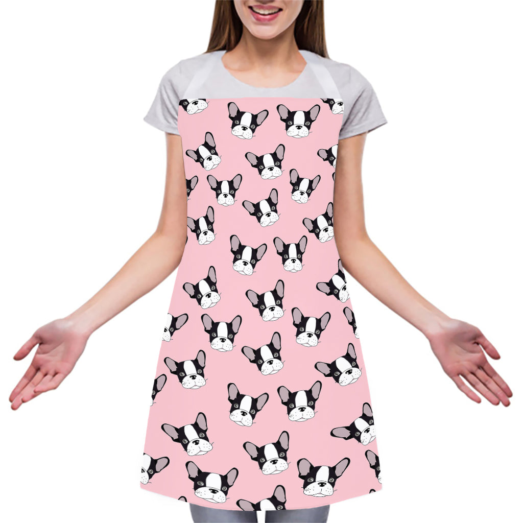 Cartoon French Bulldog Pattern Print Adjustable Apron