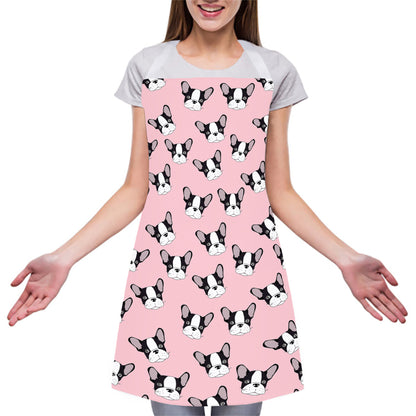 Cartoon French Bulldog Pattern Print Adjustable Apron