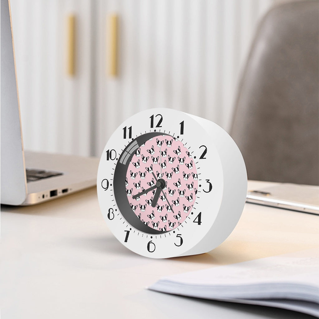 Cartoon French Bulldog Pattern Print Alarm Clock