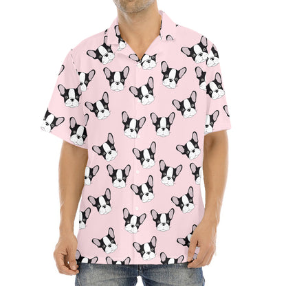 Cartoon French Bulldog Pattern Print Aloha Shirt