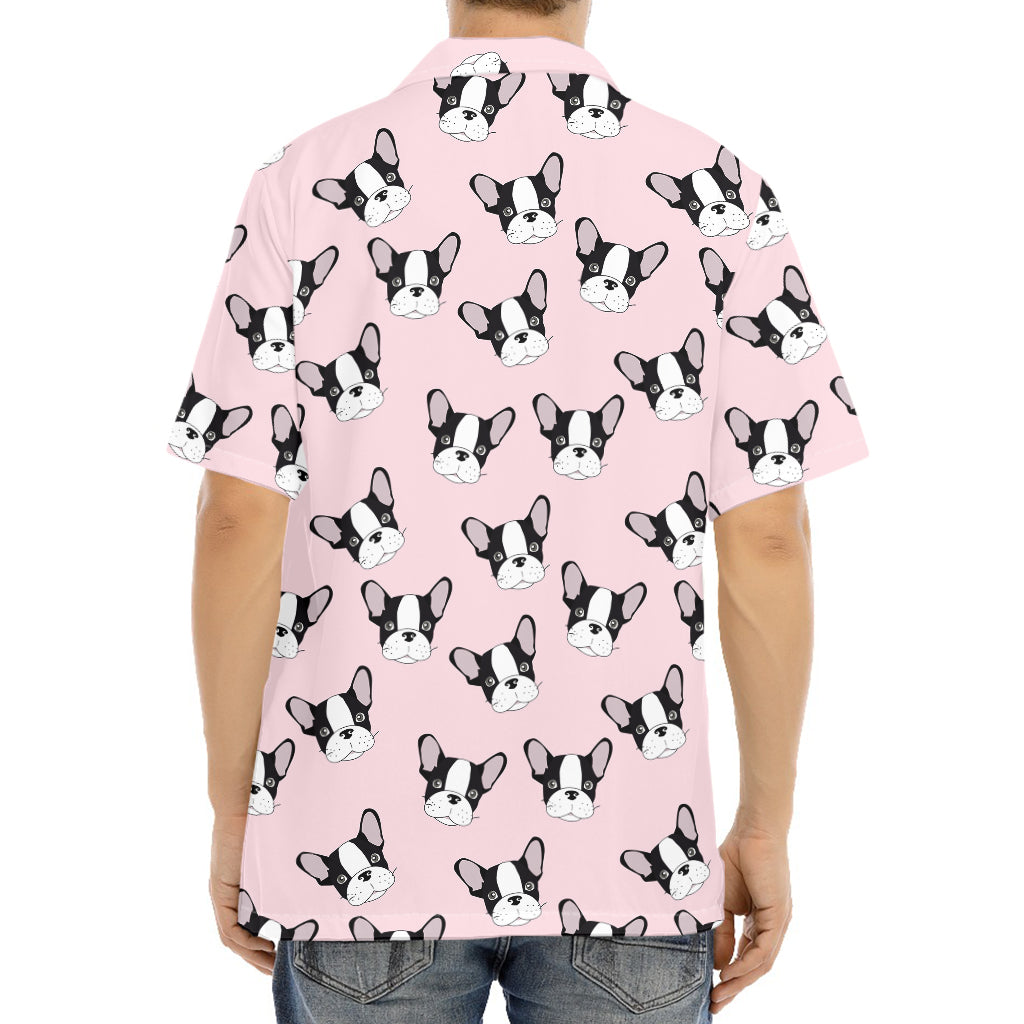 Cartoon French Bulldog Pattern Print Aloha Shirt