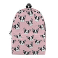 Cartoon French Bulldog Pattern Print School Backpack