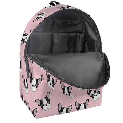 Cartoon French Bulldog Pattern Print Backpack
